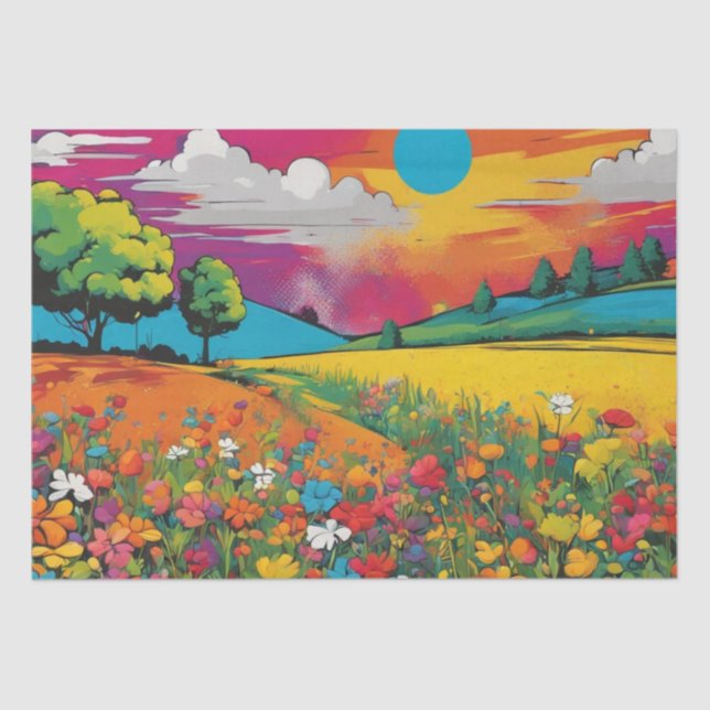 Daisy Delight Pop Art Blossoms, papel de dissociaç (Frente )