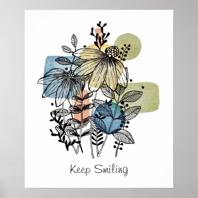 Daisy Doodle Em Tinta E Poster de Aquarela (Frente)