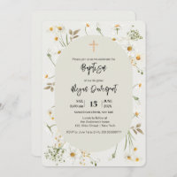 Daisy elegante Floral Boho Baptism Convite