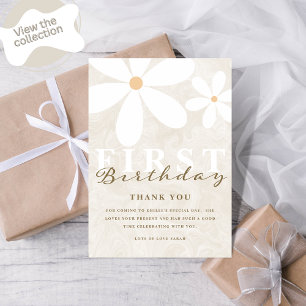 Daisy First Birthday Themed Party Cartões de agrad