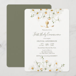 Daisy First Communion Floral Convite