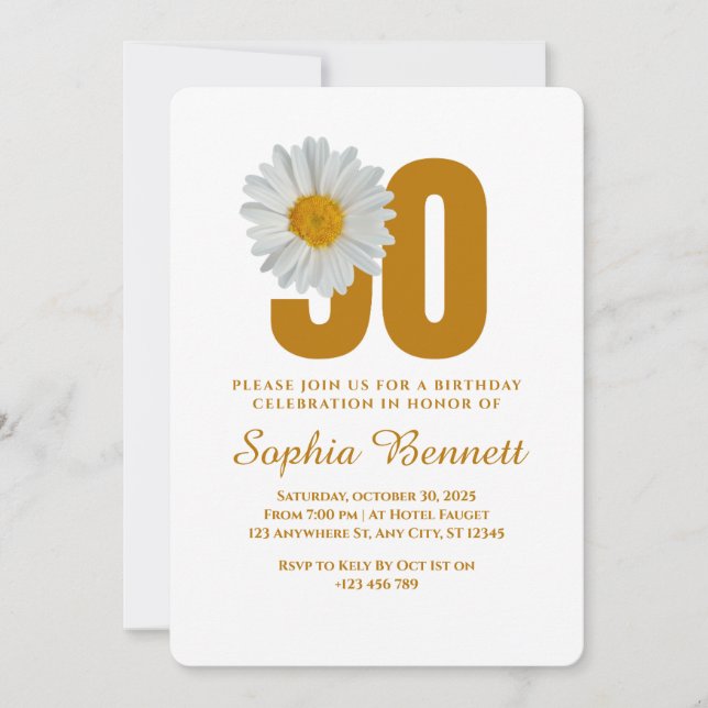 Daisy Floral 90 Birthday Convite (Frente)