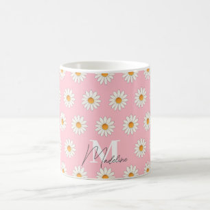 Daisy Floral Mug - Xícara de café estético