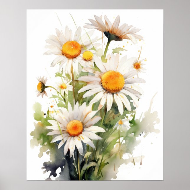 Daisy Flowers Art Impressão Poster (Frente)