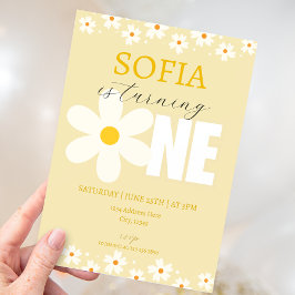 Daisy Flowers Primeiro Convite de Aniversário