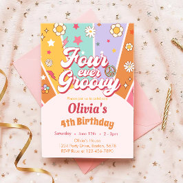 Daisy Four Ever Groovy 4º Convite de Aniversário