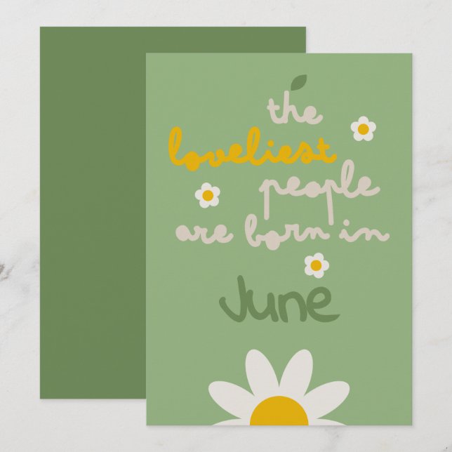 DAISY GREEN - Cartão de Convite Floral de Aniversá (Frente/Verso)