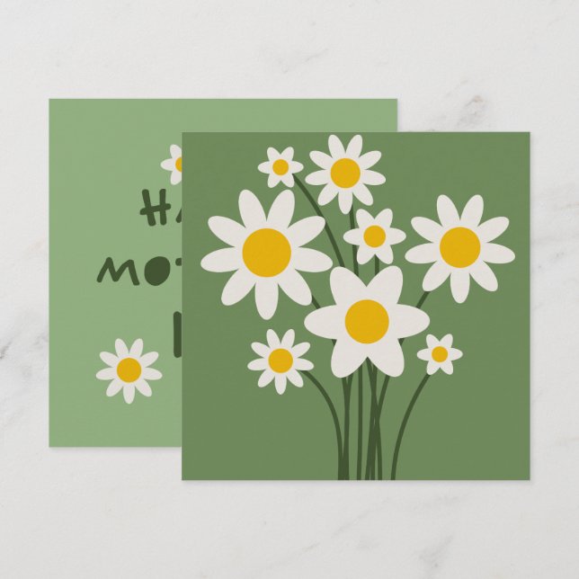 DAISY GREEN - Cartão de Convite Floral para Dias d (Frente/Verso)