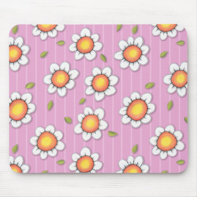 Daisy Joy Rosa Daisies Mousepad (Frente)