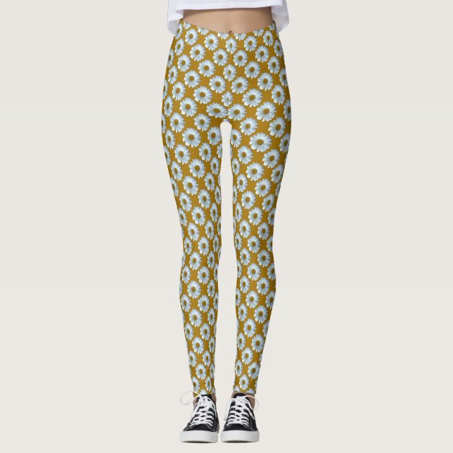 Daisy Leggings White Daisy Wildflower Leggings (Frente)