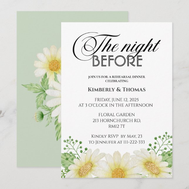 Daisy na noite anterior ao convite de janto de ens (Frente/Verso)