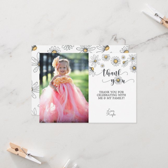 Daisy Obrigado Cartão com fotos - Branco (Frente/Verso In Situ)