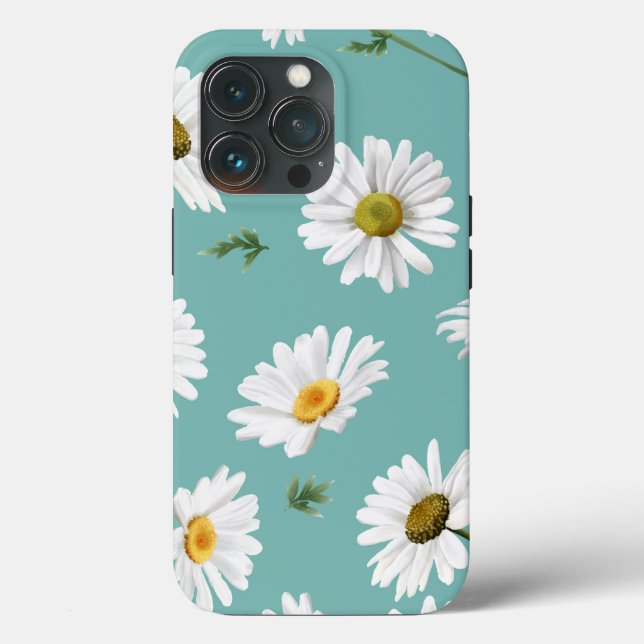 Daisy Pattern, Teal Background, (Verso)