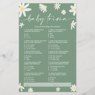 Daisy Sage Green Baby Trivia, Jogo do Chá de frald