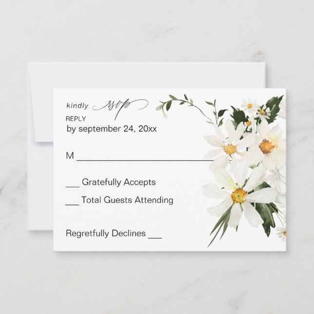 Daisy White Floral no Meal RSVP (Frente)