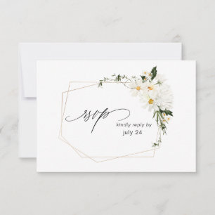 Daisy White Floral w Meal RSVP Card