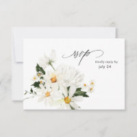 Daisy White Floral w Meal RSVP Card 3