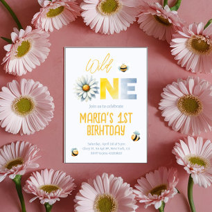 Daisy Wild One 1rua Convite de aniversário