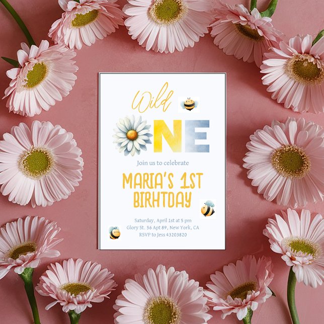 Daisy Wild One 1rua Convite de aniversário (Criador carregado)