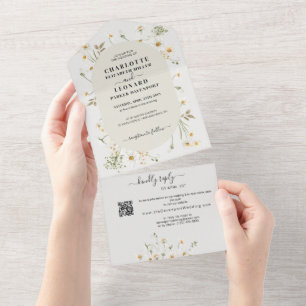 Daisy Wildflower Wedding Código Qr Rsvp