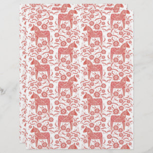 Dala Horse Folk Art Scrapbook Paper