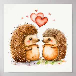 Dale e Peggy Namorados Hedgehogs Poster Impressão