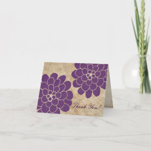 Dália Floral Roxa Vintage Agradecimento de Casamen