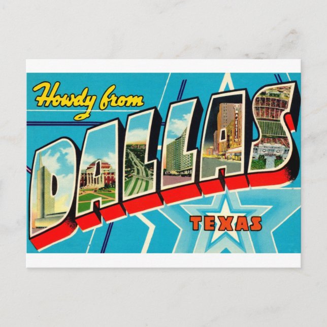 Dallas, cartão postal da Viagens vintage do Texas (Frente)