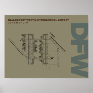 Dallas/Ft. Diagrama Poster do aeroporto Worth (DFW