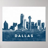 Dallas Poster City Skyline Impressão Texas