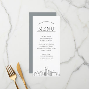 Dallas Skyline Menu Janto de Eventos de Casament