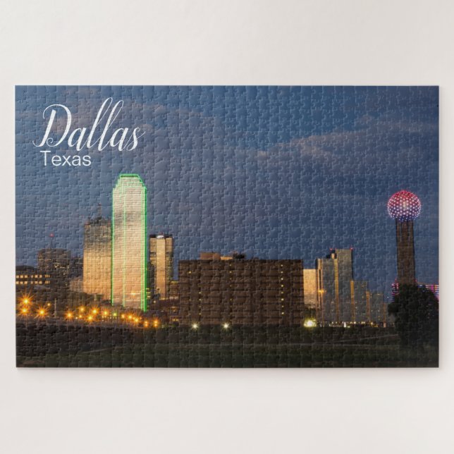 Dallas Texas City Skyline Jigsee Quebra-cabeça (Horizontal)