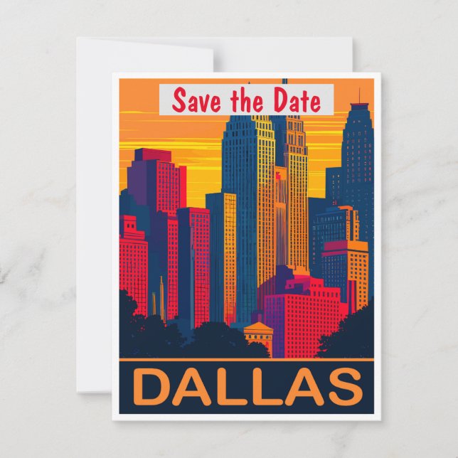 Dallas, Texas, Salve a Data, Cartão Postal Antigo (Frente)