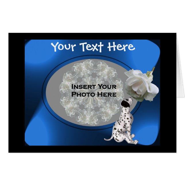 Dalmaciana Puppy E Cartão com fotos De Rosa Branca (Frente Horizontal)