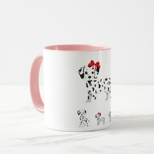 Dalmaciano com cachorros combo caneca com dois ton (Frente Esquerda)