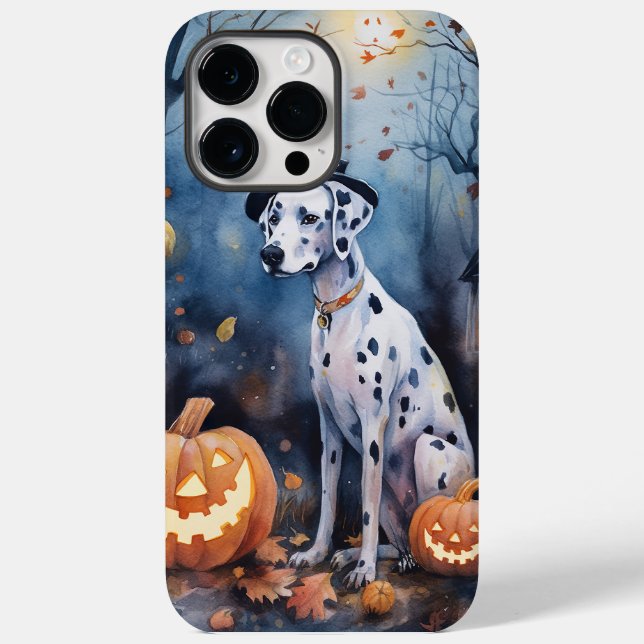 Dalmama de Halloween com Pumpkins assustado (Verso)