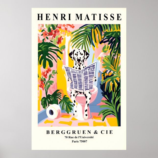 Dálmata no Toilet - Impressão Divertida de Matisse (Frente)