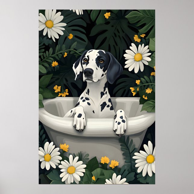 Dalmatian In Bathtub Poster, Funny Dog Poster (Frente)