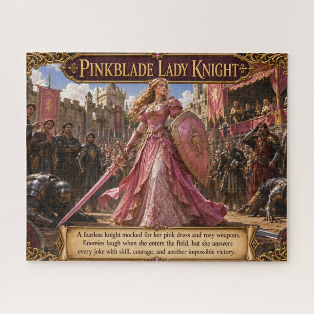 Dama Cavaleira Pinkblade Fantasia Quebra-Cabeça (Horizontal)