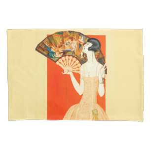 dama de arte deco com fã