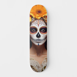 Dama de Caveira de Açúcar Skateboard