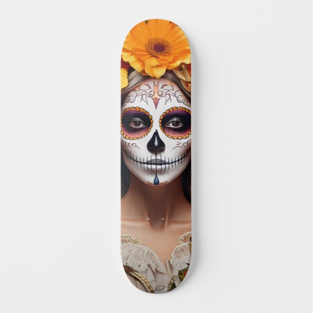 Dama de Caveira de Açúcar Skateboard (Frente)