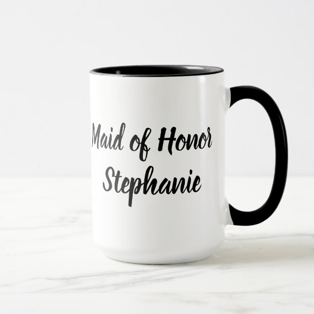 Dama de Honra Caneca de Casamentos Escrito Elegant (Direita)