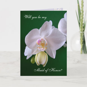 Dama de honra. Cartão de flor de orquídea