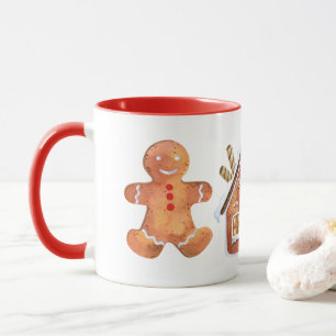 Dama de pão de gengibre de natal Uma caneca de caf
