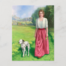 "Dama Passeando com Dálmata." Cartão Postal