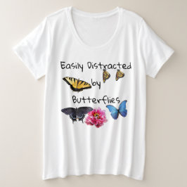 Damas Mais Camiseta De Tamanho Facilmente Distraíd