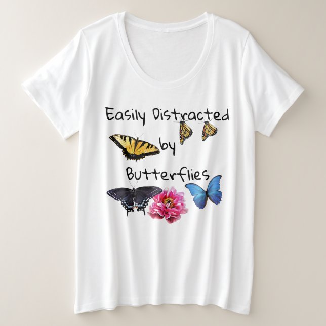 Damas Mais Camiseta De Tamanho Facilmente Distraíd (Frente do Design)