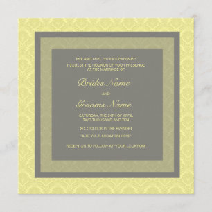 Damasco Amarelo de Convite de Casamento