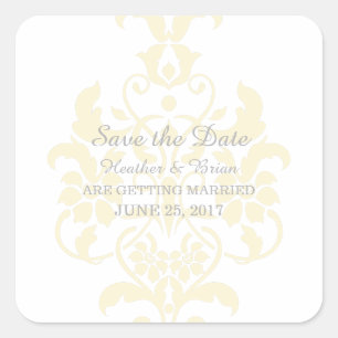 Damasco amarelo sutil Salve os adesivos de data